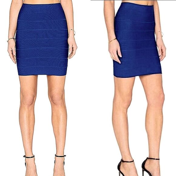 NWOT BCBGMAXAZRIA Bcbgmaxazria Alexa Bandage Bodycon Pencil Skirt Navy S - Picture 1 of 9